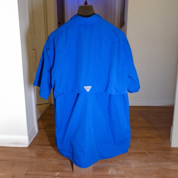 Columbia PFG Shirt Mens X-Large Blue Bonehead Fishing Short Sleeve Button-Down - Picture 4 of 5
